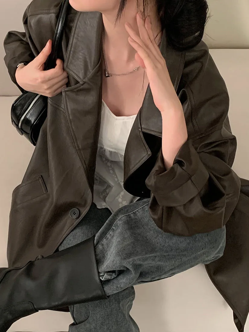 Fashionable Loose British Style Women's Black Suit Jacket Korean Version Autumn New Arrival Street Style High-End Feeling