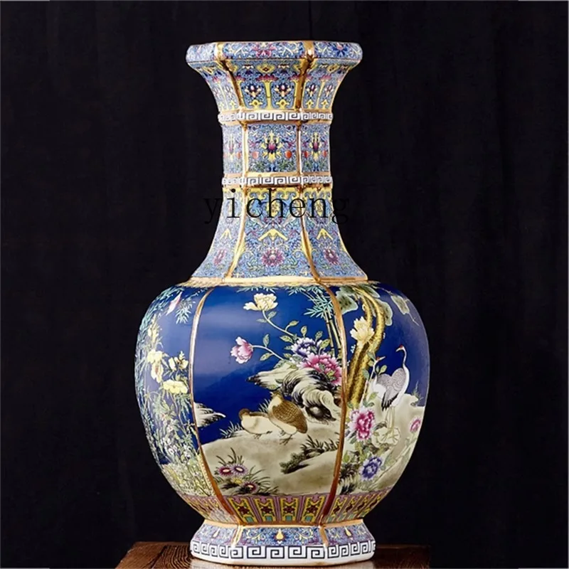 L7-8 new Chinese enamel vase ornament home living room TV cabinet decoration crafts