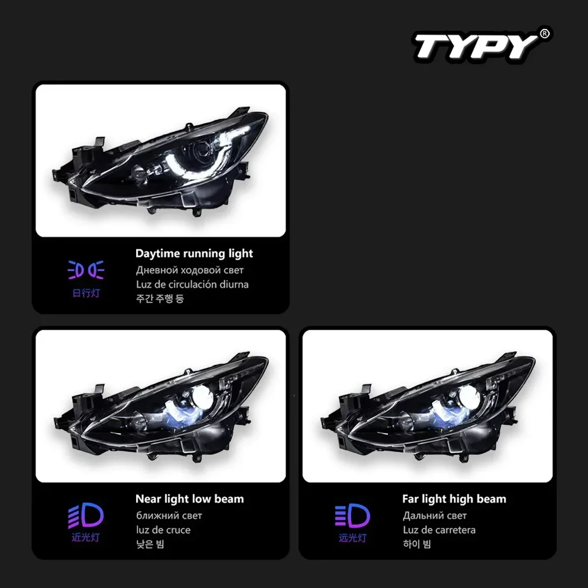 

TYPY New LED Head Lamp Upgrade Modified For Mazda 3 Axela 2014-2016 Headlight Dynamic Signal Head Lamp Auto Accessories