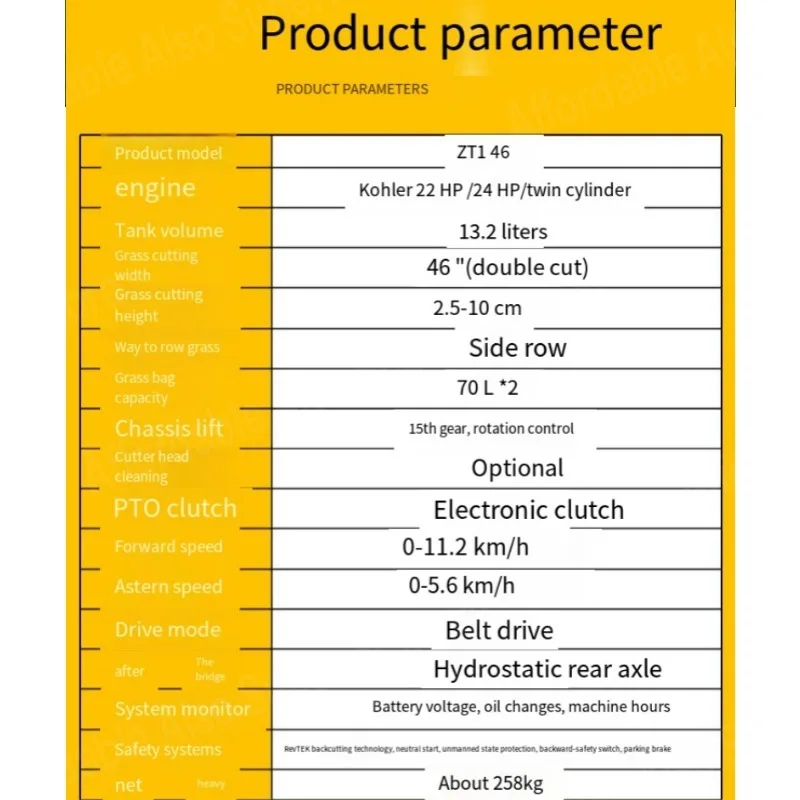 Rasenauto ZT146 Aufsitzrasenmäher Rasenmäher Auto Gartenplatz Rasengrünungsmäher Auto 15 Gänge 70 l Rasenbox