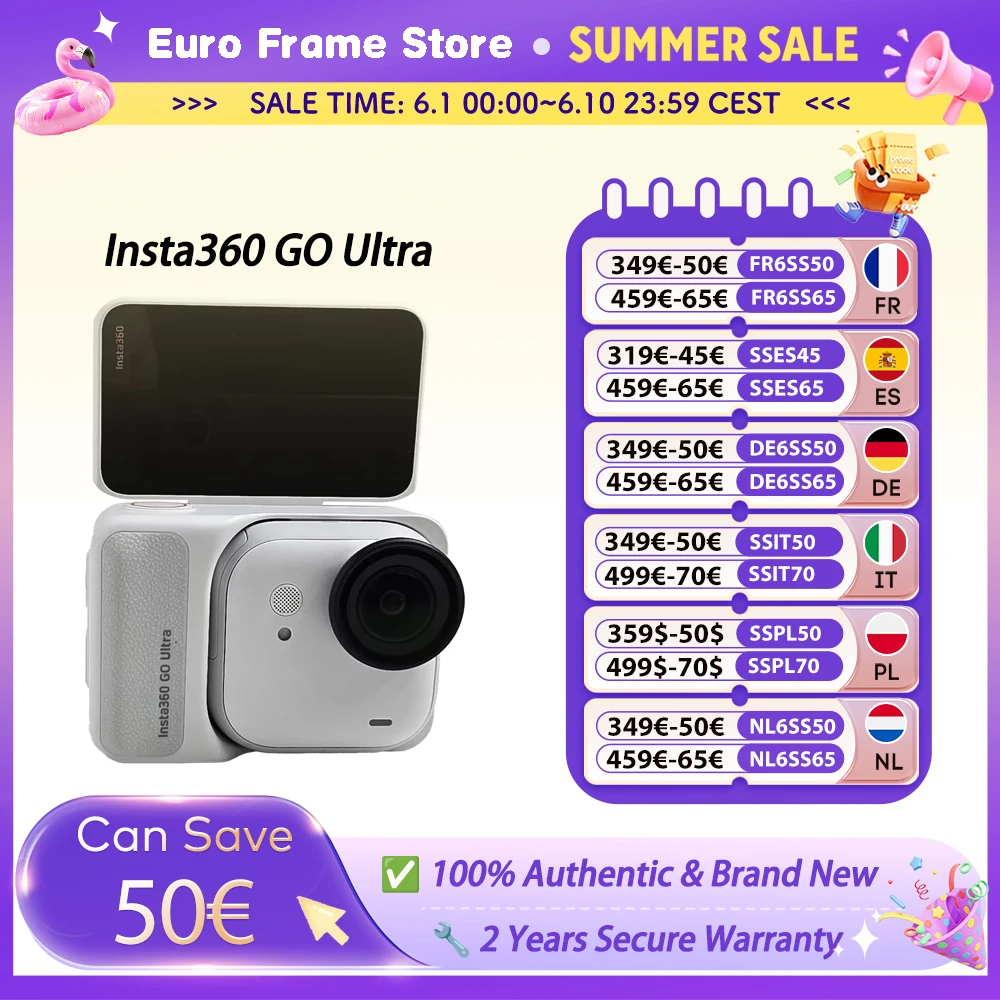 Caméra d'action Insta360 GO Ultra, légère, POV, mains libres, 4K 60fps Ultra-HD, stabilisation magnétique FlowState, Insta 360 GO Ultra
