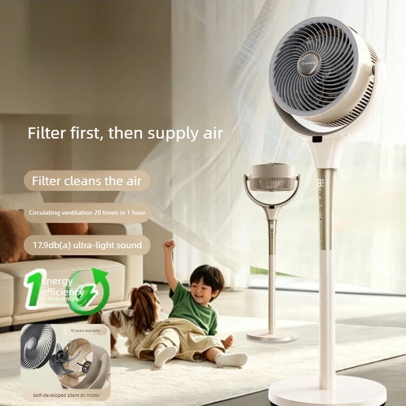 AI Voice Remote Air Circulator Fan, DC Inverter Floor Fan with Strong Wind, Quiet Energy-Saving for Bedroom, Durable Durable