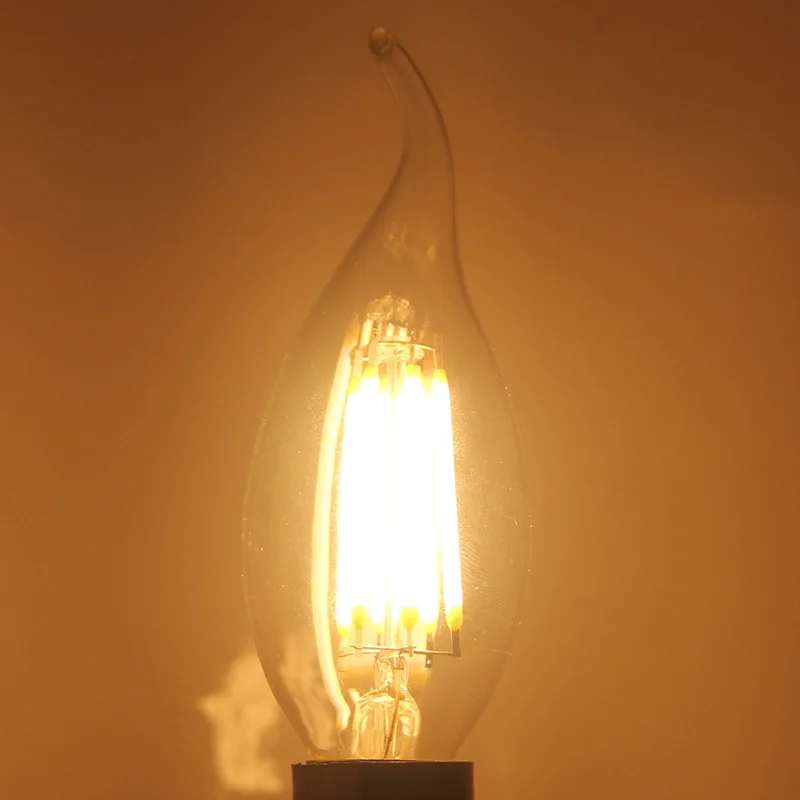 Bombilla de filamento LED E14, Bombilla Retro de vidrio Edison para decoración del hogar, C35/C35L/G45