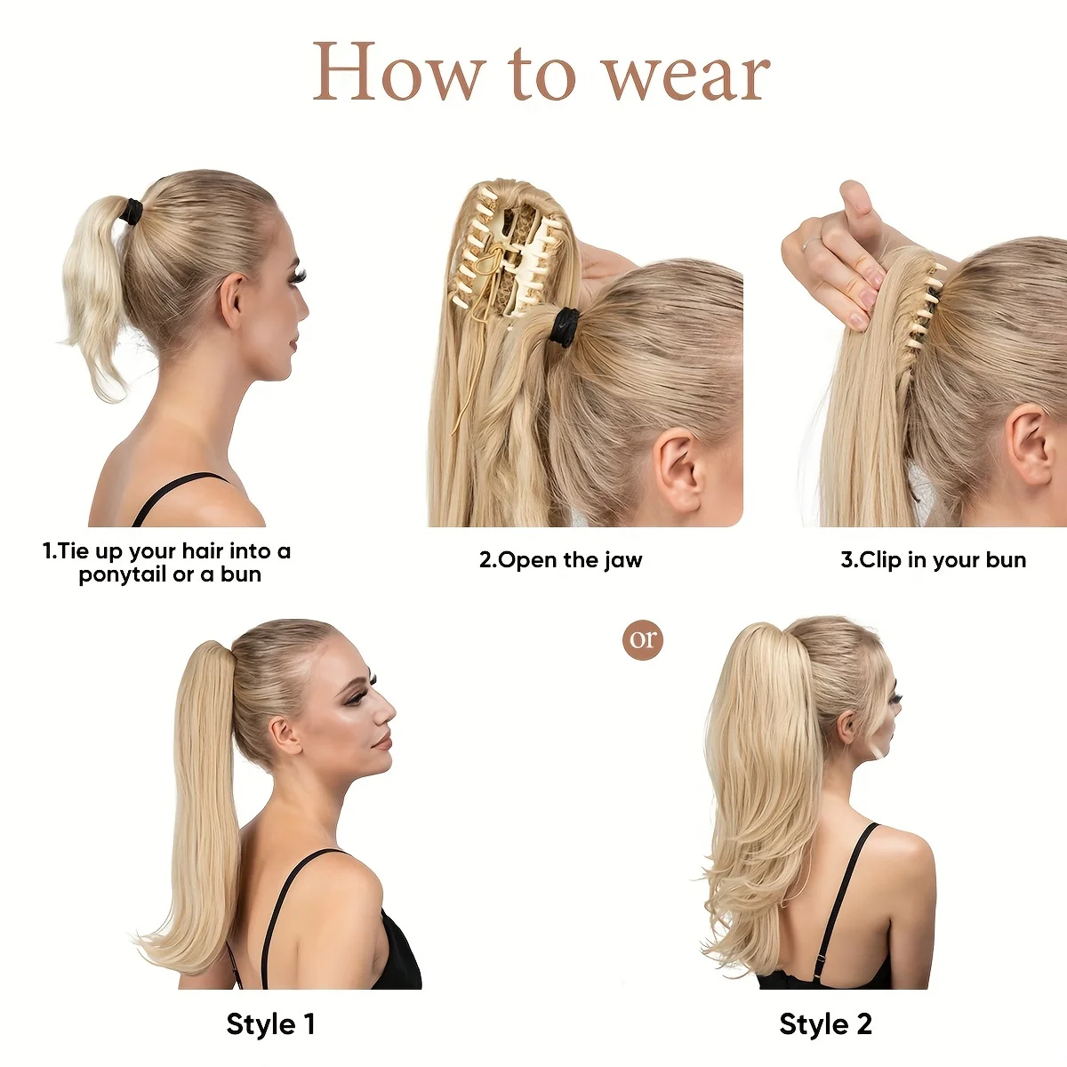 Synthetic Curly Claw Ponytail Extensions - Effortless Wear Everyday Glamour Fashion-Forward Hair Accessory for Versatile Styling