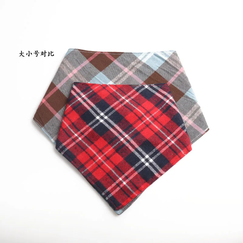 New Pet Dog Collar Plaid Bandana Bib Double Layer Thick Cotton Dog Scarf Dogs Accessories Dogs Walking Dog Harness and Leash Set
