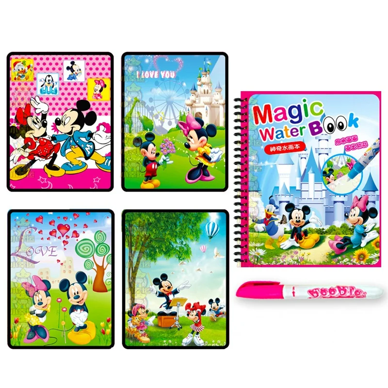 Disney Mickey Mouse Anime Painting Water This Magical Children\'s Painting Card Fun Water Picture Book Kids Birthday