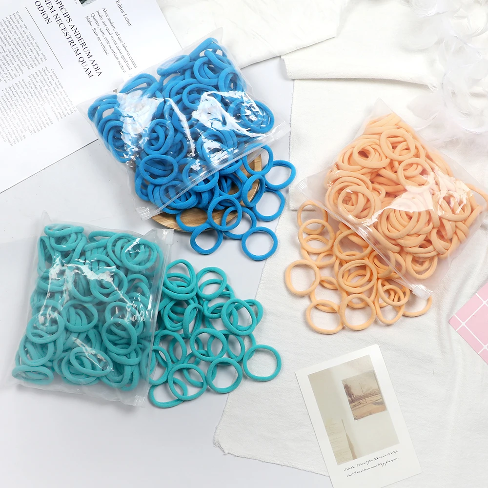 50Pc/Lot Girl Colorful Nylon Elastic Hair Bands Women Basic Rubber Band Headband Scrunchie Kids Ponytail Holder Hair Accessories