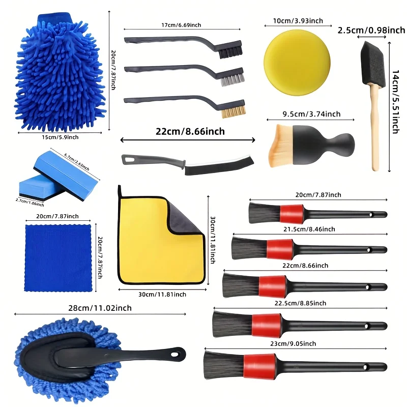 New Car Detail Beauty Tool Set Interior Tool Brush Vehicle Maintenance Tool kit including Gap Brush cleaning duster