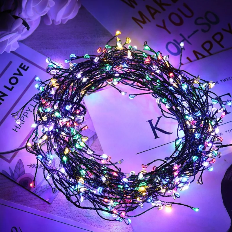 Battery 6M 200LED firecracker lights copper wire string lights holiday decorative lights male and female connection Christmas