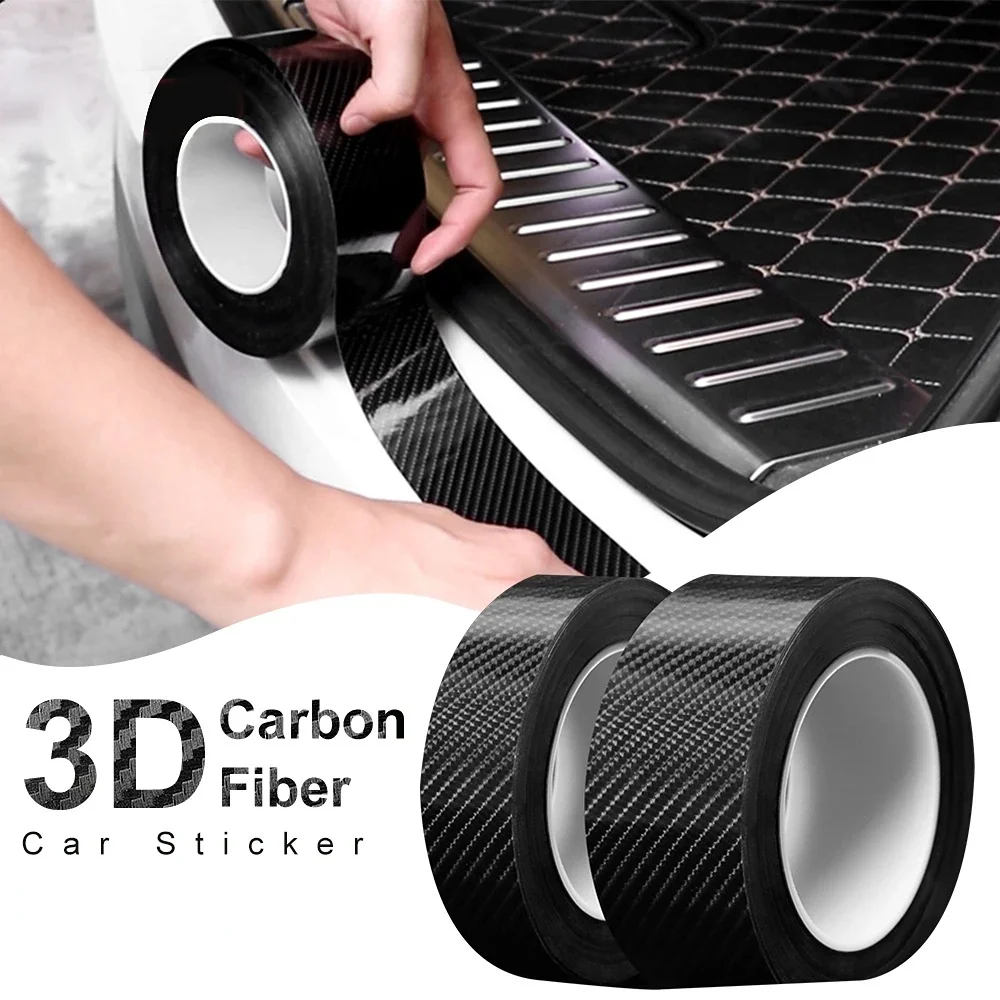 3D Nano Carbon Fiber Car Bumper Door Guard Protection Film 5m car door sill protector sticker Black Waterproof Anti Scratch Tape