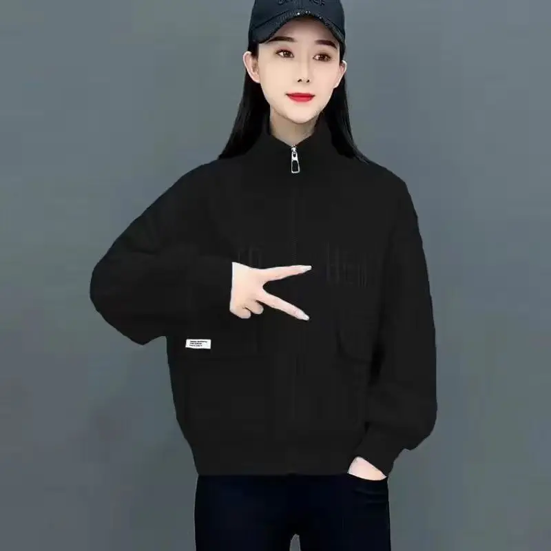 Fashion Stand Collar Spliced Embroidery Sweatshirts Female Clothing 2023 Autumn Winter Loose Casual Tops Korean Sweatshirts