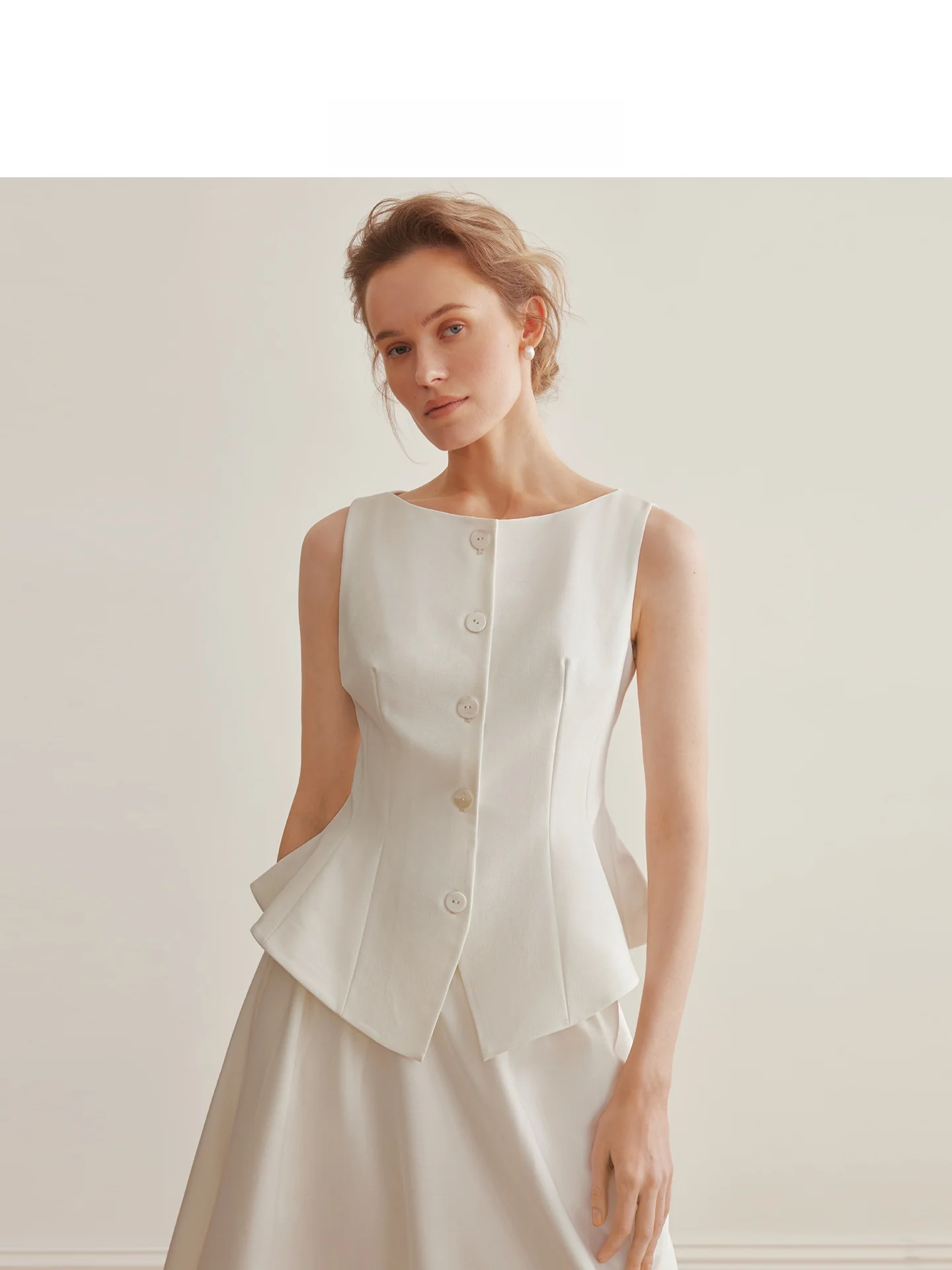 

AEL Original Linen Boat Ne Vest Set Women's Svel Top with Waist-Cinching Skirt Spring Summer Slimming Effect