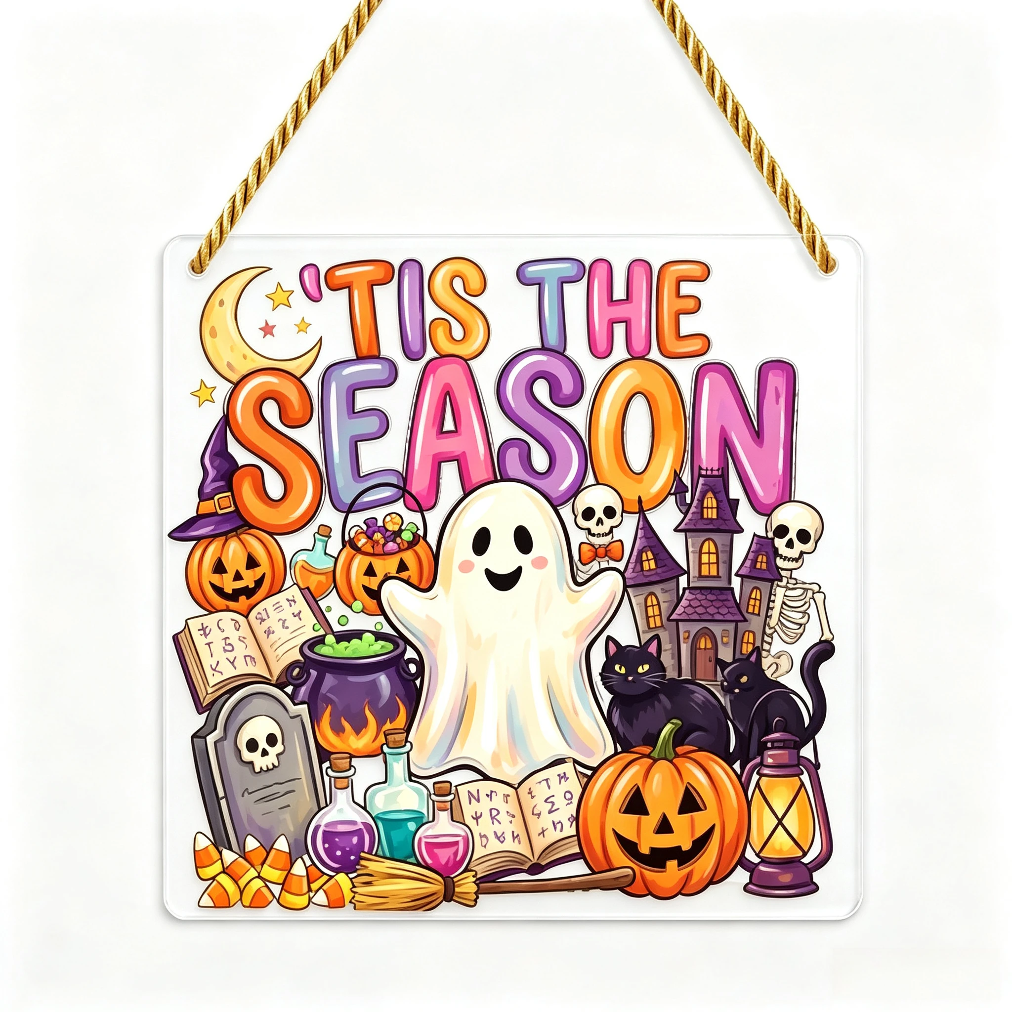 All‑in‑one Halloween Scene Wall Hanging, Happy Halloween Party Decor Gift