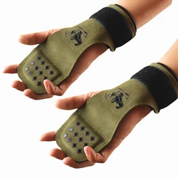 Cowhide Gym Gloves Grips Anti-Skid Weight Lifting Grip Pads Deadlifts Workout Fitness Gloves Pull Ups Bracer Protection 1 Pair