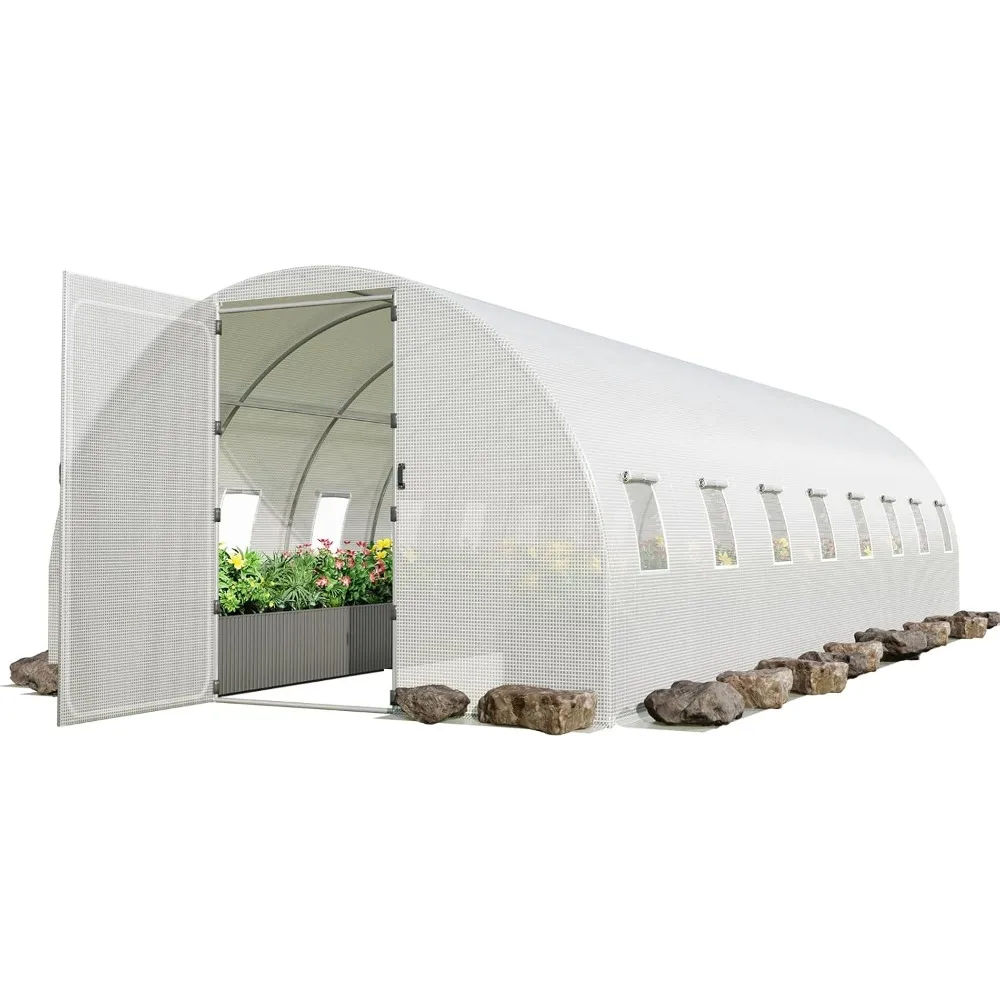 

Walk-in Greenhouse, 26x10x7 ft Tunnel Green House for Outdoors Plastic Cover Garden Warm House,Large Hot House