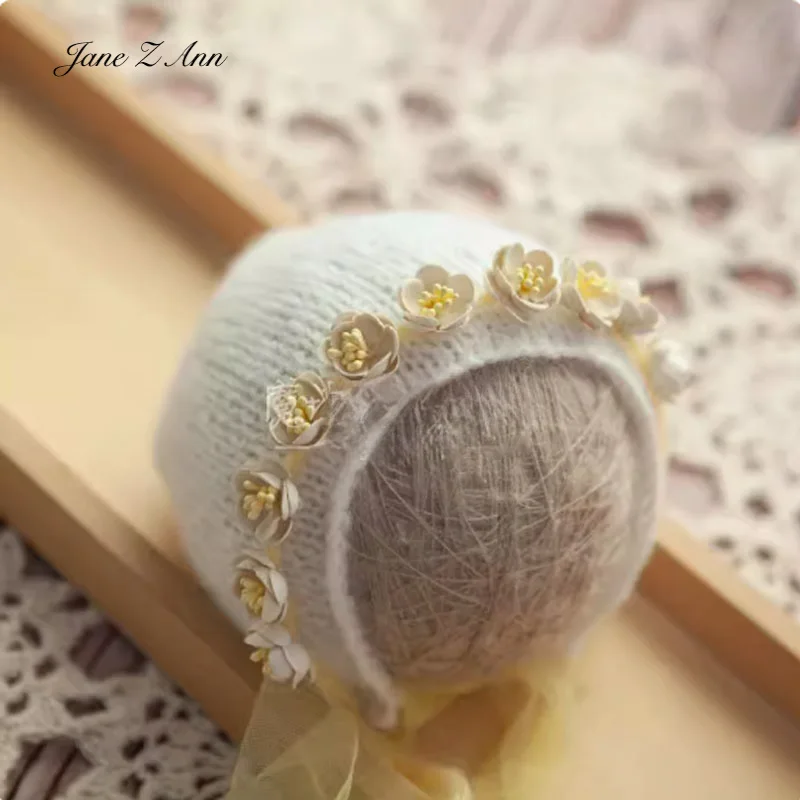 Newborn Photography Hat Lace Countryside Hat Baby infant  Photo props Knitted Flower Shaped bonnet