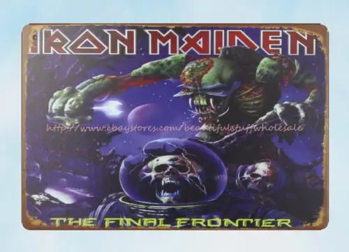 rock skeleton skull  final frontier metal tin sign