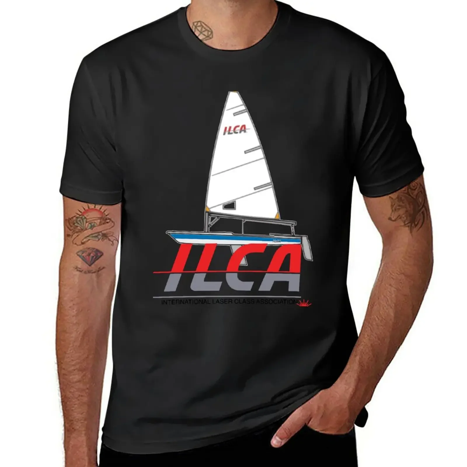 Graphic t shirt for men clothing harajuku oversized New Bestseller- Laser sailboat on ILCA logo - laser sailing dinghy T-Shirt