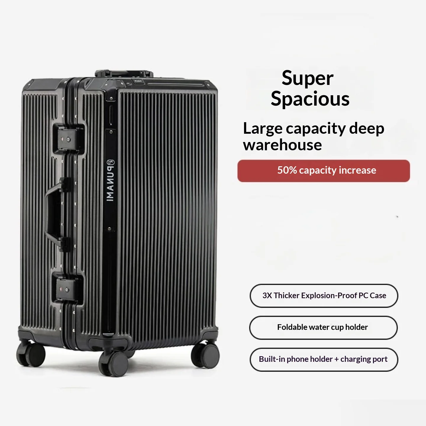Multifunctional Large Capacity Travel Suitcase Combination Lock Trolley Luggage 20 Inch Carry‑on 24 26 Inch Spinner Rolling Case