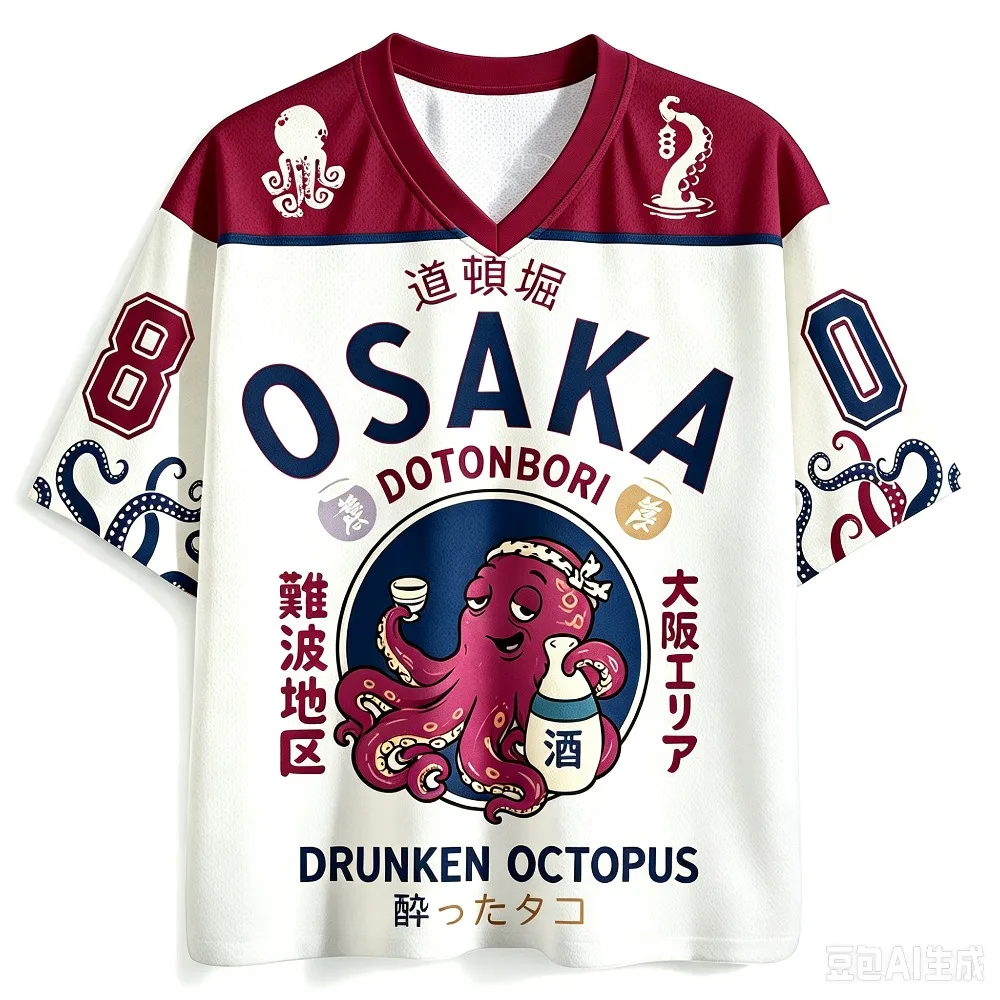 Harajuku Fun retro octopus skull mushroom 3D print sport Quick-dry Breatha men V-neck T-shirt outdoor street fashion casual  top