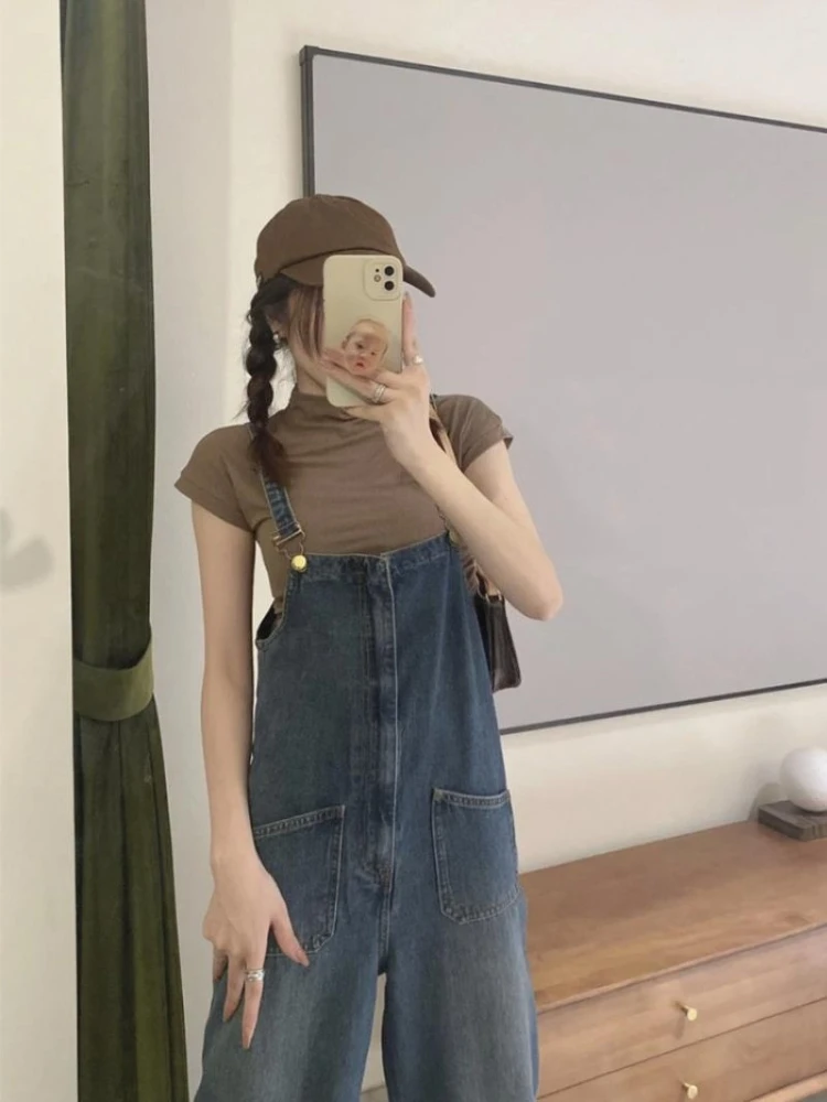 

Women Spring Autumn New Arrival Denim Jumpsuit Overalls American Retro Youthful Stylish Fashionable Slimming Designer Detail