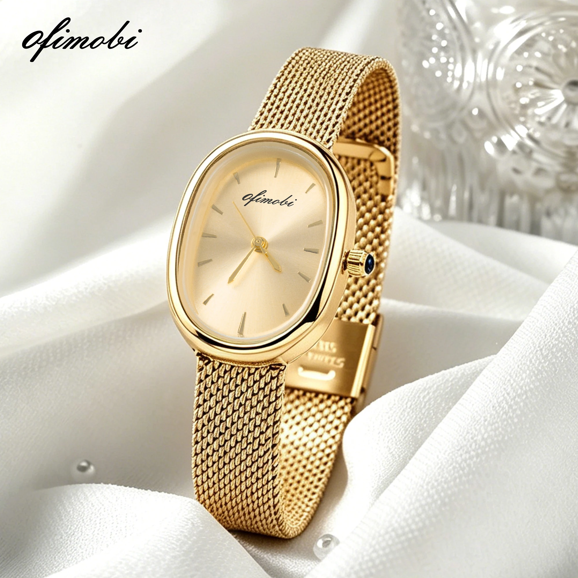 Oval Dial Women's Quartz Watch Premium Milanese Mesh Strap Sunburst Dial 30M Waterproof Elegant Wristwatch