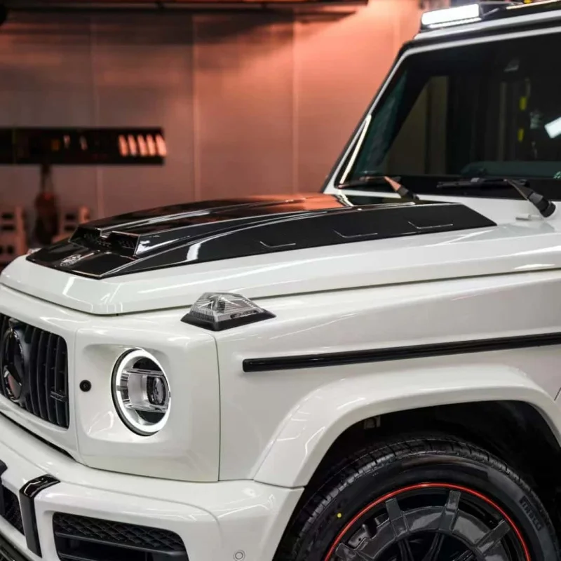 غطاء محرك السيارة الجديد من ألياف الكربون لسيارة Mercedes-Benz W464 W463A G-Class مع مسامير #5