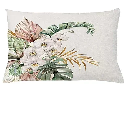 tropical pillowcase, Vintage plant monstera leaf orchid pattern print waist pillowcase 40X60cm sofa decorative pillowcase