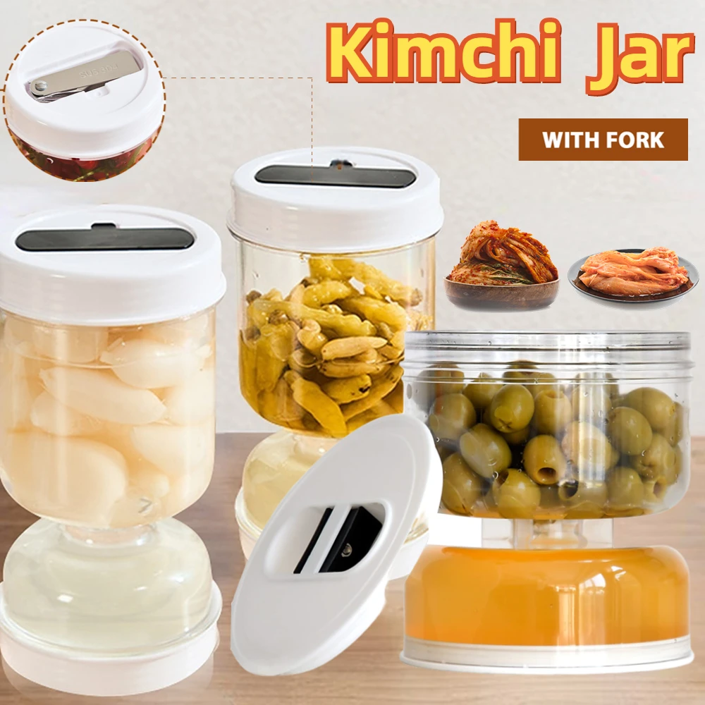 

Home Kitchen Pickles Store Jar Dry and Wet Dispenser Pickle Olives Hourglass Jar Cucumber Container Food Juice Separator Tools