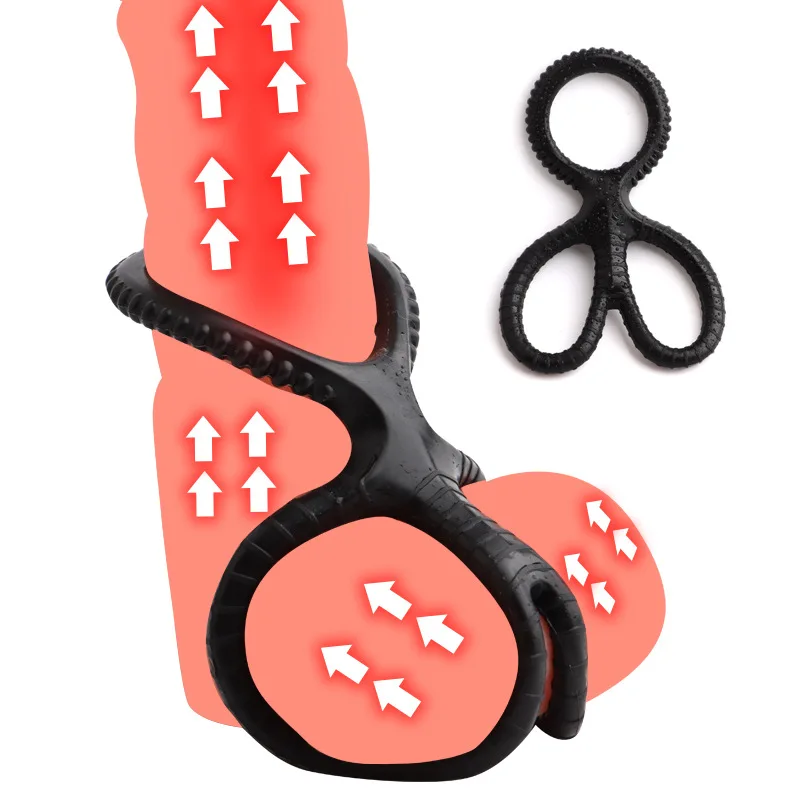 Men\'s Silicone Double Cock Ring Delay Premature Ejaculation Cock Lock Ring Men\'s Sex Toys Couple Penis Ring Adult Toys 18+