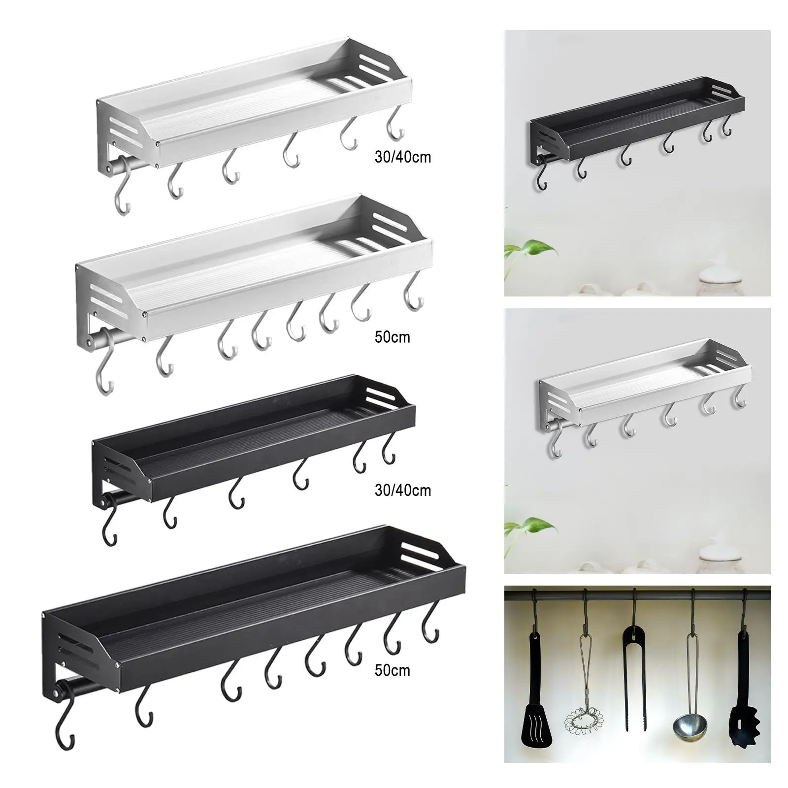 Wall Mounted Shower Corner Shelf Punch Free Multifunctional Kitchen Shelf with