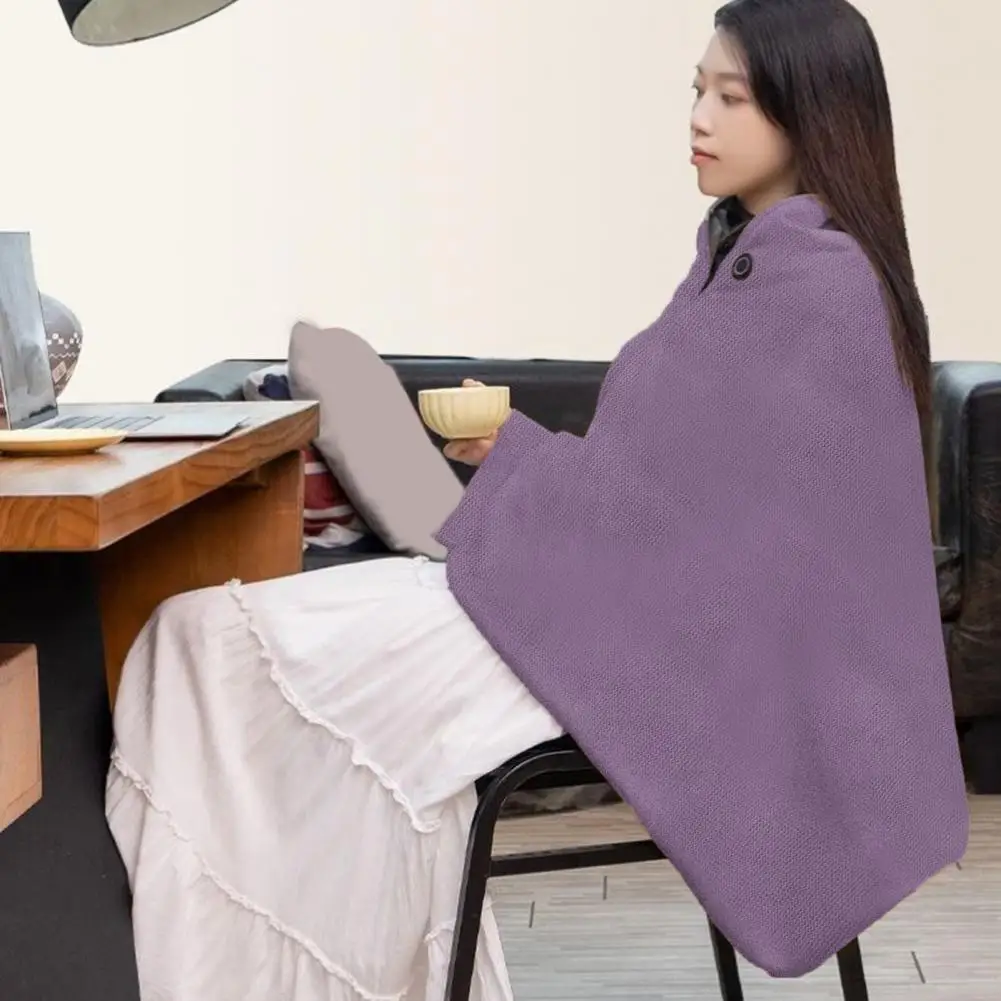 Warm Shawl with Zipper Front Usb Electric Heating Warm Shawl Blanket Set for Home Office Outdoor Thermal Poncho Leg Cover