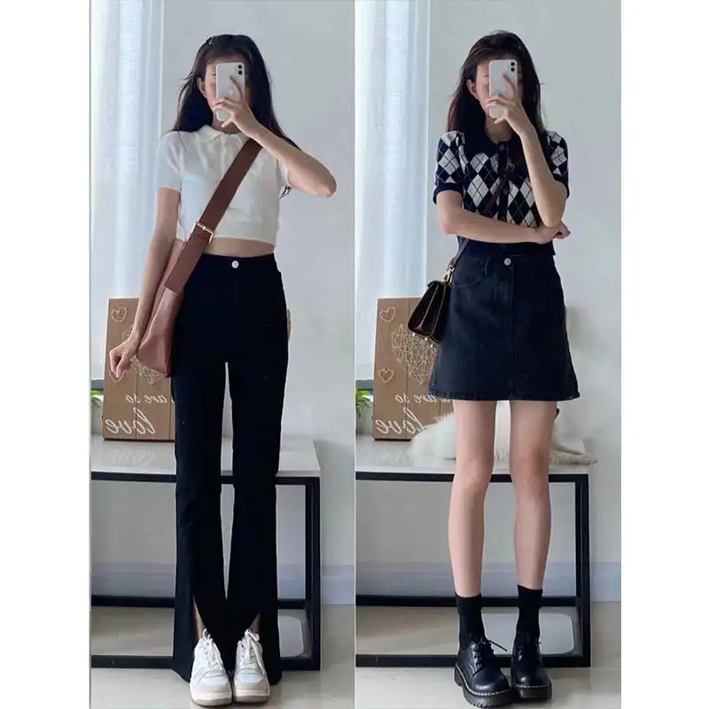 

High Waist Straight Leg Denim Jeans Women's Spring Autumn New plus Size Slimming Drapey Wide Leg Long Pants