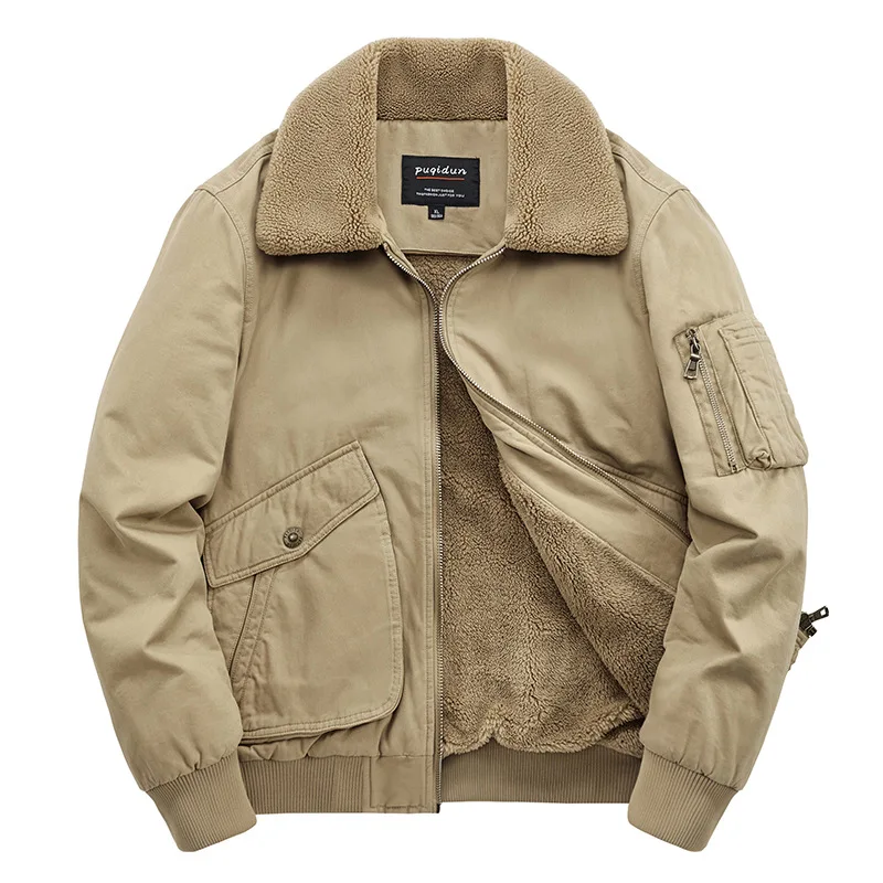 Men\'s Multifunctional Pocket Autumn and Winter Cold Proof Pure Cotton Versatile Loose Casual Winter Clothes Men\'s Jacket