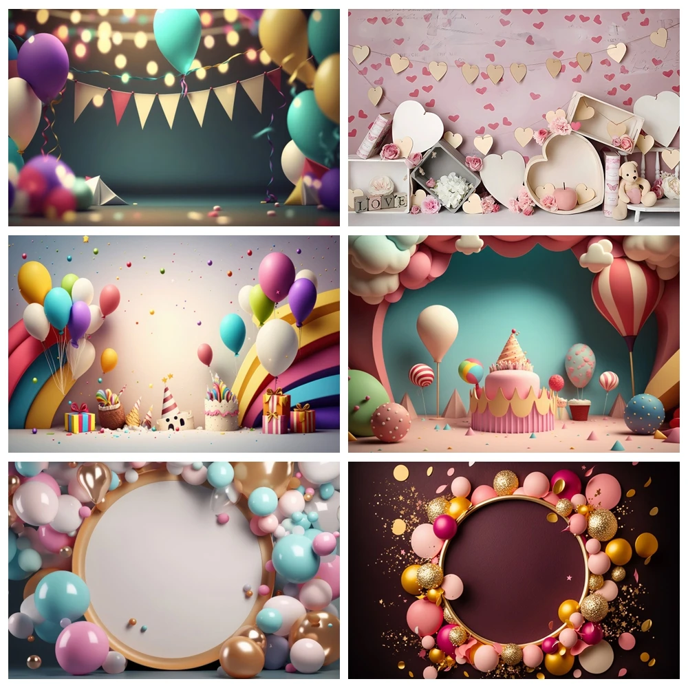 

Newborn Baby Birthday Backdrop Girl Boy First Birthday Party Cake Smash Boho Balloon Photography Background Decor Photo Studio