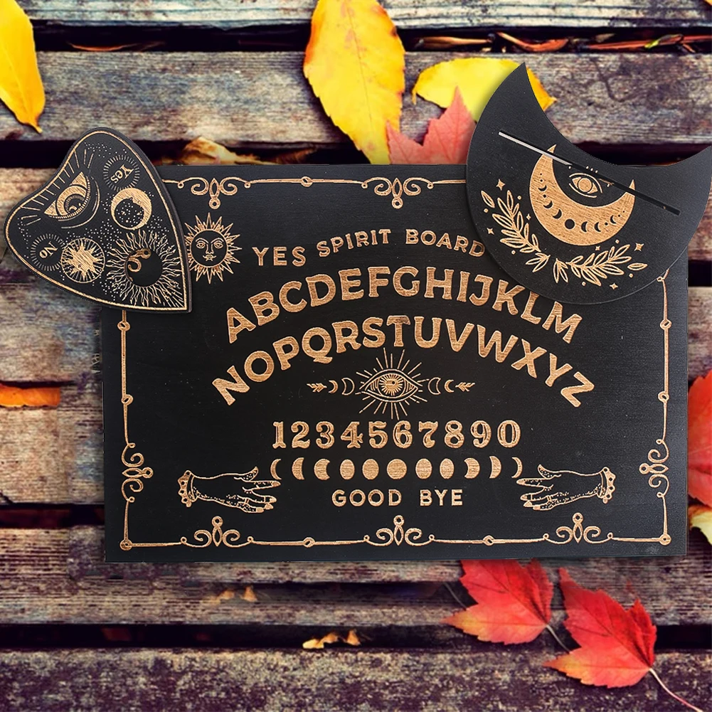 Pêndulo de adivinhação de madeira de 12 polegadas gravado placa mágica ouija mensagem metafísica kit de pêndulo de bruxa decoração de quarto mesa gamer