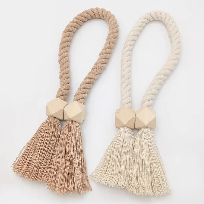 2pcs Log Curtain Straps a Pair of Magnetic Absorption Buckles Decorative Creative Tassel Tie Rope Tie Straps