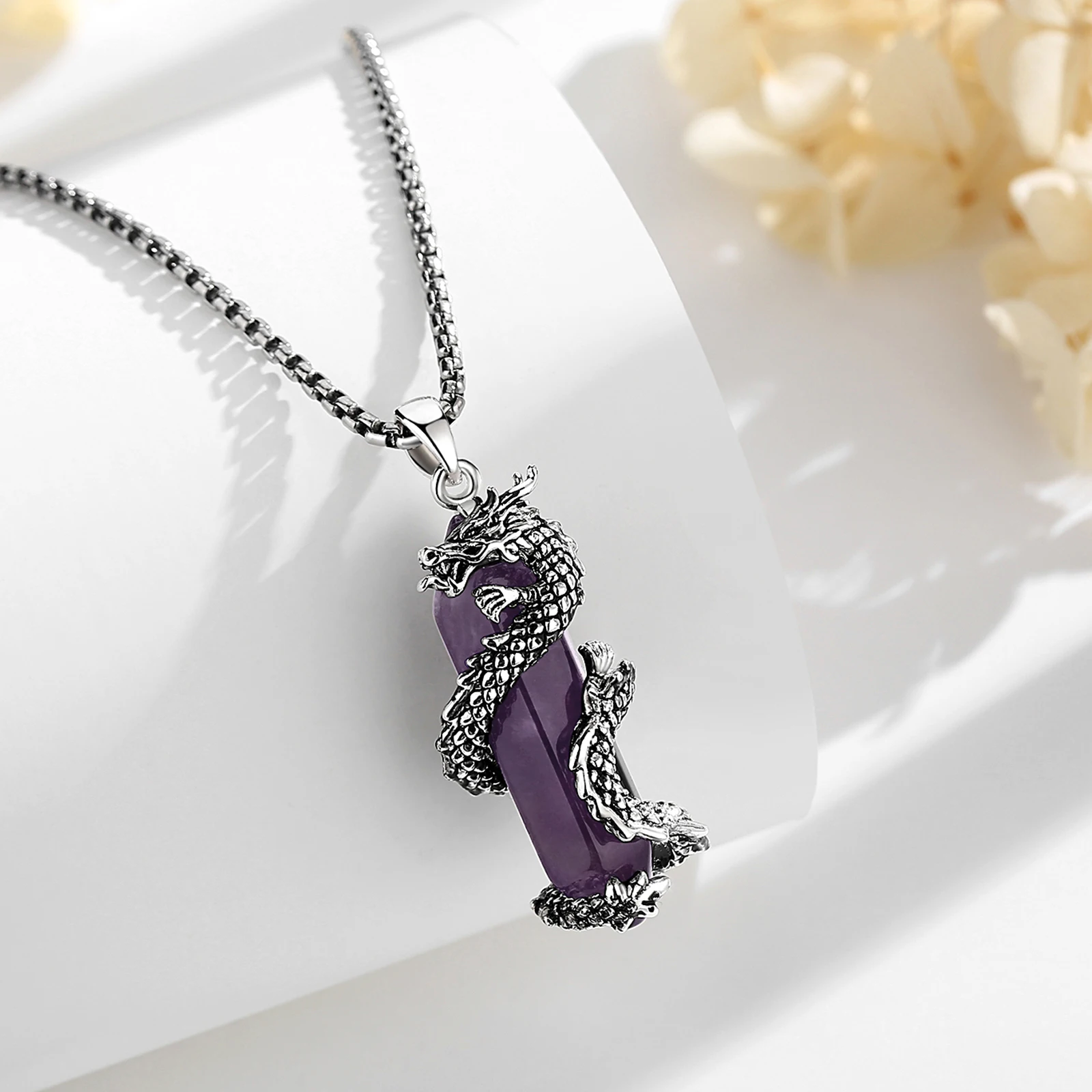 Eudora Ametist Ejderha Kolye P - Crystal Pendant Necklace Natural Stone incelemesi ve fiyatı