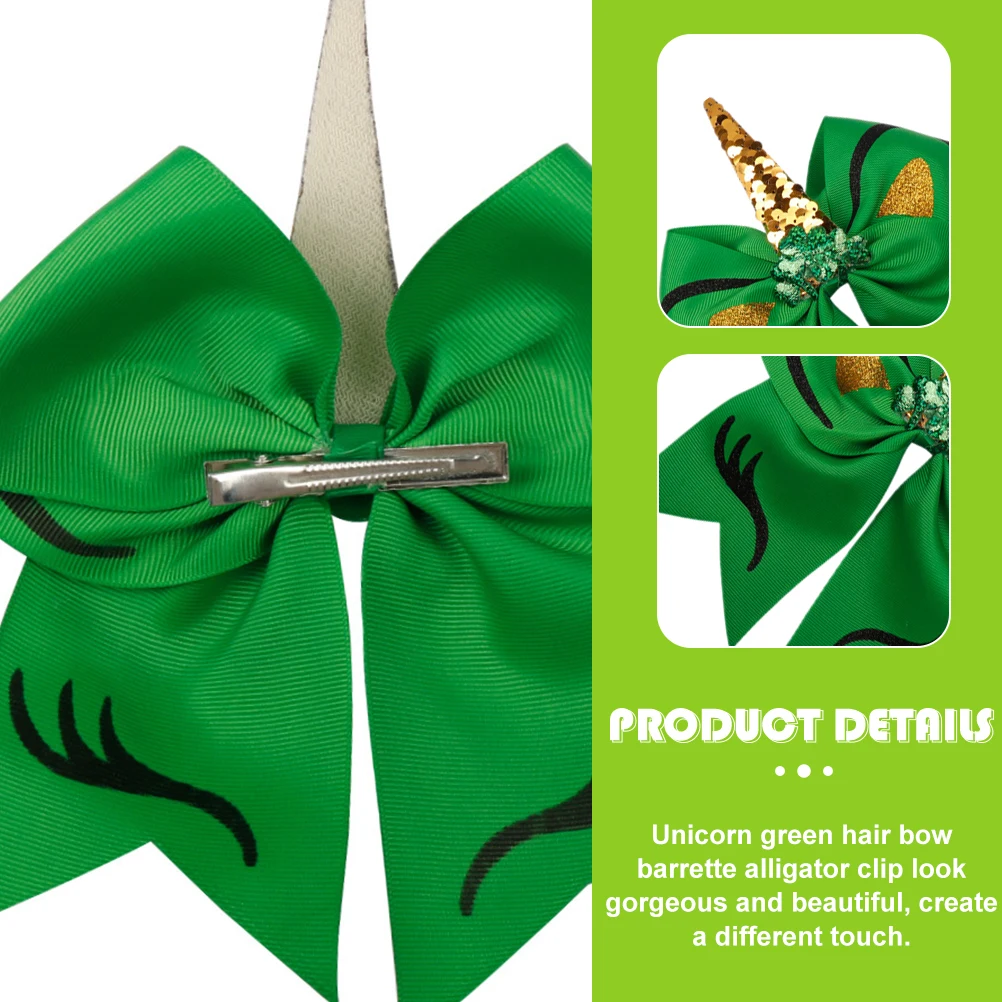 

2 Pcs Inch Green Unicorn Butterfly Hair Accessories Bows Hair Clips Accessories Girls Alligator Pins Daily Party Styling