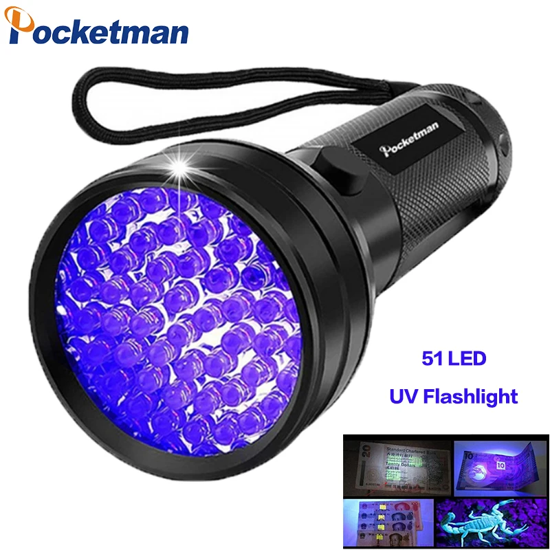 

51 LED UV Flashlight Black Light, 9 12 21 395 nM Ultraviolet Torch Blacklight Detector for Dog Urine, Pet Stains and Bed Bug z50