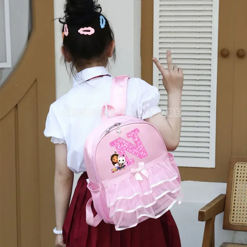 Gabby Dollhouse Kid Backpack Bow Girls Sports Dance Bags Cute Cartoon Pink Kindergarten Princess School Bag Gift Children Gjft