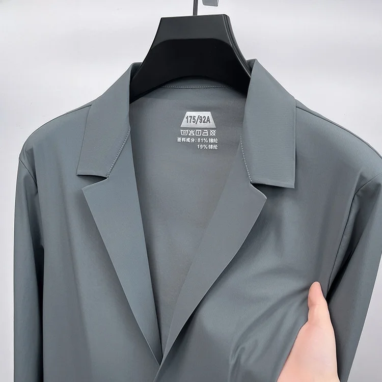 

Легкий мужской костюм из ледяного шелка: дышащий, немнущийся, летний, повседневный, модный пиджак в западном стиле