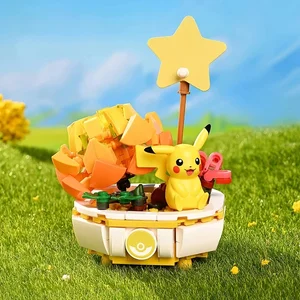 New Pokemon Pikachu Charmander Squirtle Construction Block Model Toy Home Decoration Plant Flower Brick Girl Girl Gift Child 10 Main Sales Flower Lego - №6