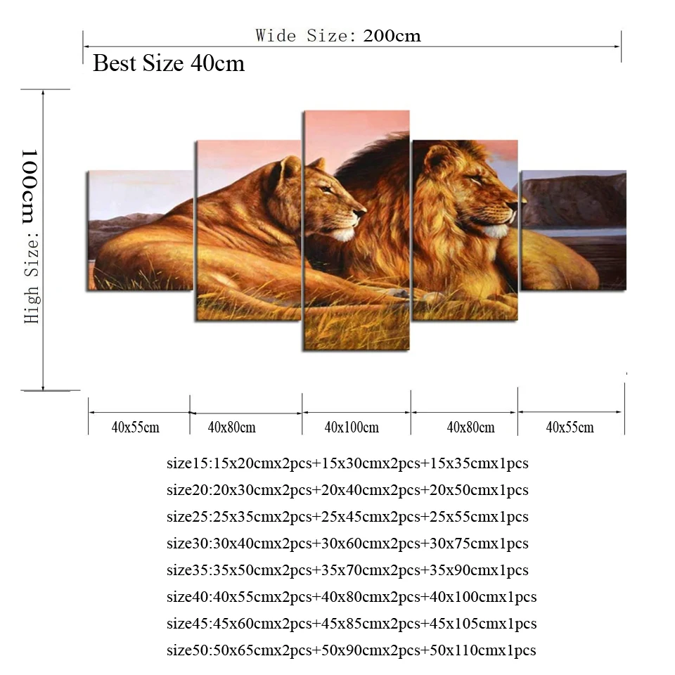 Lion Diamond Painting Multi-picture Lion and Lioness 5 pieces set Full Diamond Mosaic Cross Stitch Kits Embroidery Home Decor