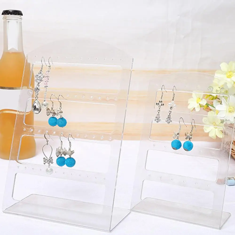 24/48 Holes Earrings Display Stand Holder Jewelry Show Rack Acrylic Organizer Space Saving Durable Earrings Holder Jewelry Stand