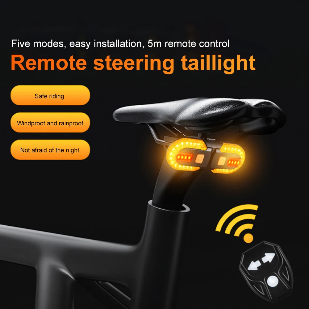 

Bike Tail Light Wireless Remote Control Turn Signal Waterproof Bike Warning Lamp Taillight USB Rechargeable Cycling Accessories