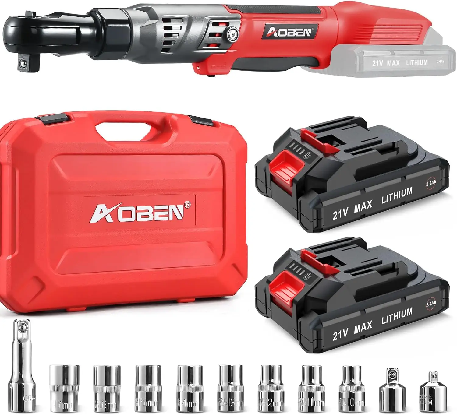 

21V 1/2" Cordless Ratchet Wrench Kit-74 Ft-lbs Brushless Electric Power Ratchet with Variable Speed, 2X2000mAh Lithium-Ion Batte