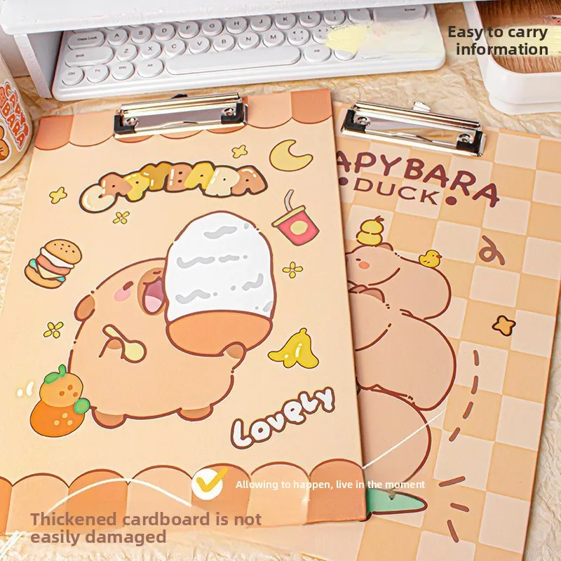 2 Pcs Kapibara A4 Folder Student Board Clip Writing Board Test Paper Storage and Finishing Multifunctional Thickened Stationery