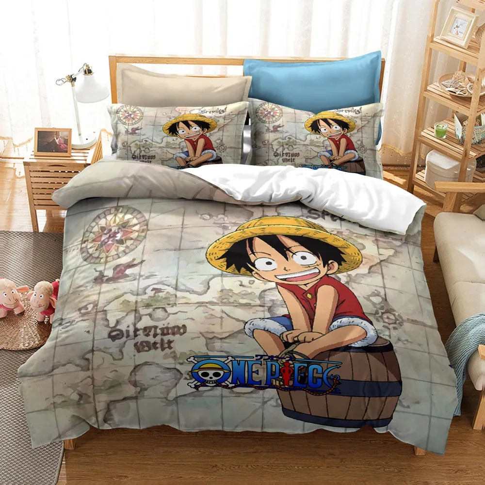 Set di biancheria da letto Anime di un pezzo Set copripiumino youth Monkey D. Rufy Odyssey King Size