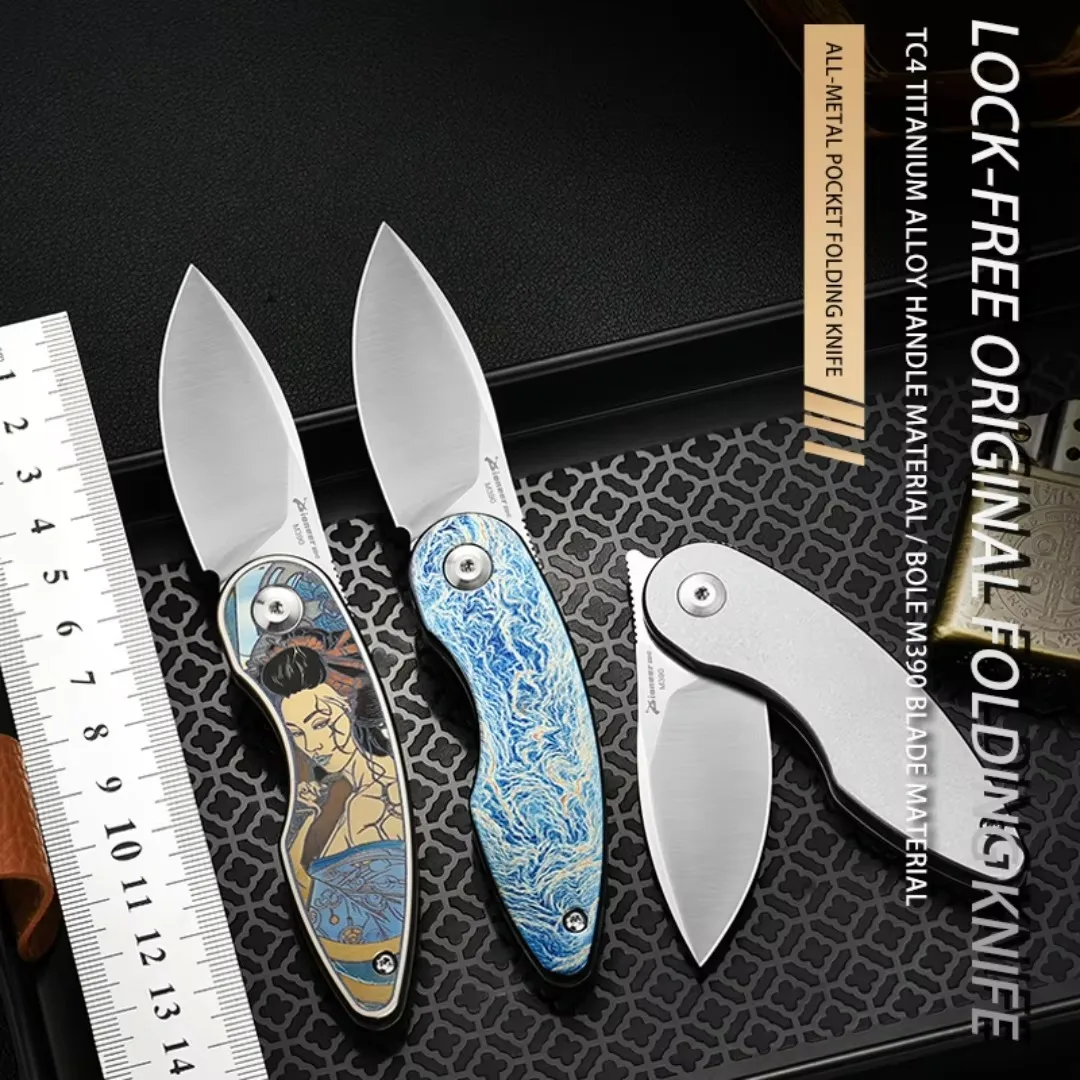PioneerEDC Custom OEM M390 EDC Folding Knife Titanium Handle Industrial Mini Tool Camping Survival XD027 Gift For Men